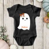 Fun Halloween Girl Ghost Pset Bow Baby Naam Romper