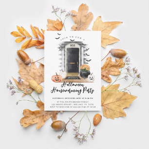Fun Halloween Housewarming Party - Zwarte voordeur Aankondiging