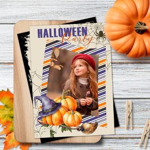 Fun Halloween Party Beige Invitation avec photo