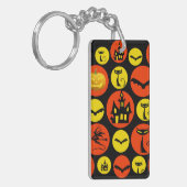 Fun Halloween Polka Dot Pattern Haunted House Sleutelhanger (Voorkant Links)