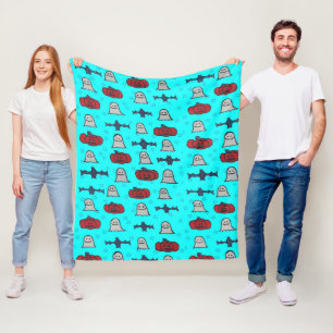Fun Halloween Print op Blue Fleece Deken