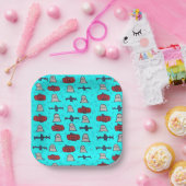 Fun Halloween Print op Blue Papieren Bordje (Feest)