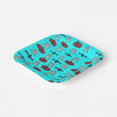 Fun Halloween Print op Blue Papieren Bordje (Gebogen)