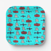 Fun Halloween Print op Blue Papieren Bordje (Voorkant)