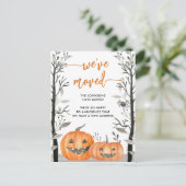 Fun Halloween Pumpkin We hebben het adres gewijzig Aankondigingskaart (Staand voorkant)