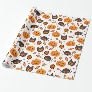 Fun Halloween Pumpkins Pattern Illustratie Cadeaupapier