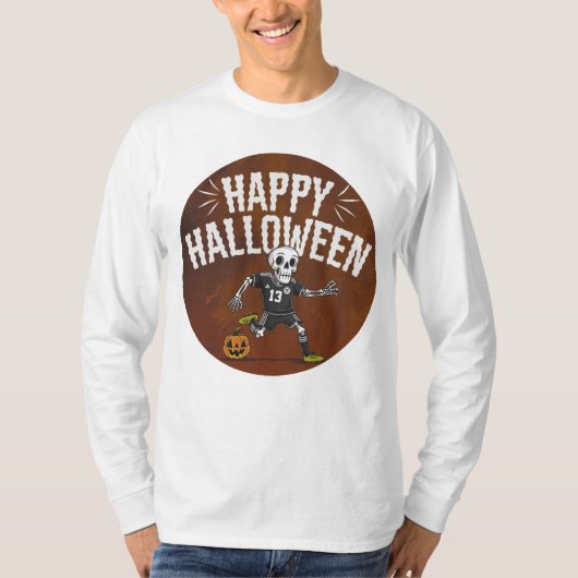Fun Halloween Skeleton Soccer T-Shirt Design (Devant)
