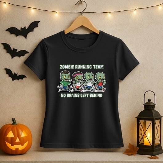 Fun Halloween Zombie Running Team For Brains T-shirt