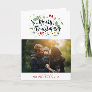 Fun Hand Lettered Merry-kerstfoto Feestdagen Kaart