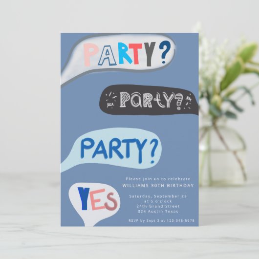 Fun Hand-Script Speech Bubble Birthday Invitation (Debout devant)