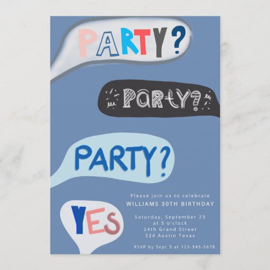 Fun Hand-Script Speech Bubble Birthday Invitation (Devant)