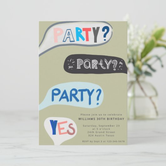 Fun Hand-Scripted Birthday Invitation (Debout devant)