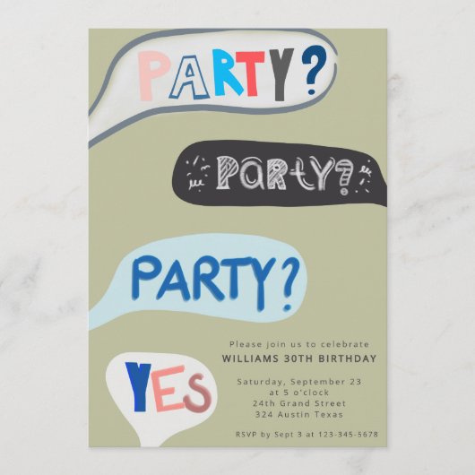 Fun Hand-Scripted Birthday Invitation (Devant)