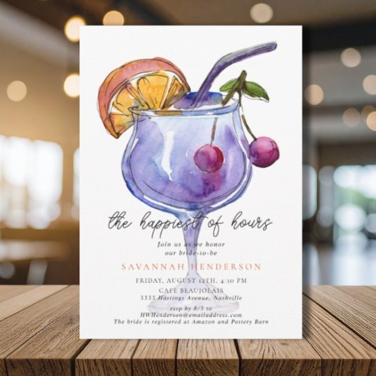 Fun Happiest Of Hours Bridal Shower Invitation