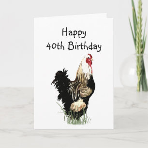 Fun Happy 40th Birthday Spring Chicken Humor Kaart