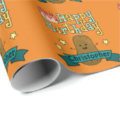 Fun Happy Birthday Potato - Gepersonaliseerd Cadeaupapier (Rol Hoek)