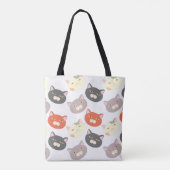 Fun Happy Cute Cat Head Cartoon Fun Pattern Draagtas (Achterkant)