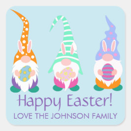 Fun Happy Easter Gnomes Spring Colors - Gepersonal Vierkante Sticker