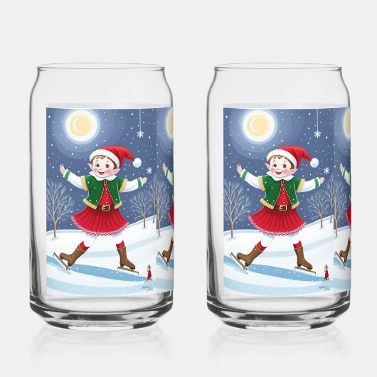 Fun Happy Elf Drinkware Set Blikvorm Glas (Voorkant)