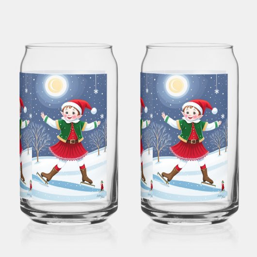 Fun Happy Elf Drinkware Set Blikvorm Glas (Achterkant)