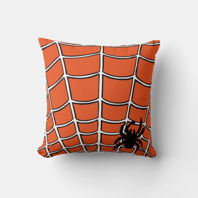 Fun Happy Halloween Spider met web Kussen (Voorkant)