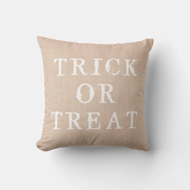 Fun Happy Halloween Trick or treat Burlap Kussen (Voorkant)
