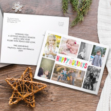 Fun Happy Holidays 7 Photo Collage Carte postale