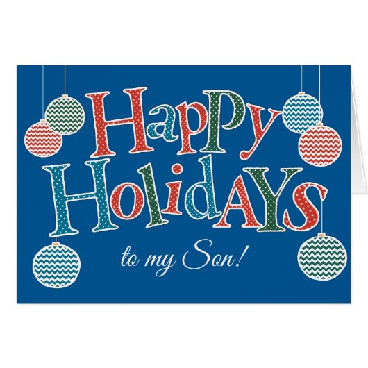 Fun Happy Holidays, for Son, Colorful Baubles (Devant horizontal)