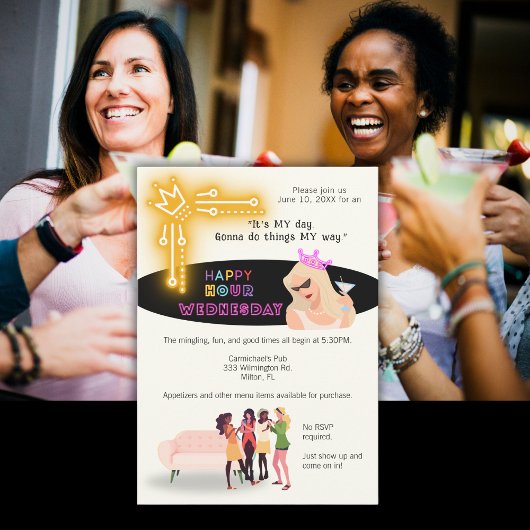Fun Happy Hour mercredi Invitation pour femmes