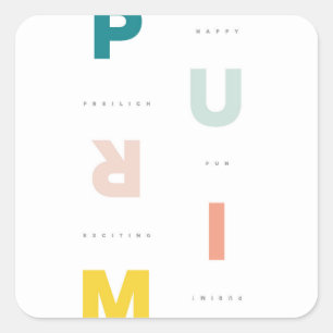 Fun Happy Purim Pastels Vierkante Sticker