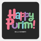 Fun Happy Purim Square Sticker (Voorkant)