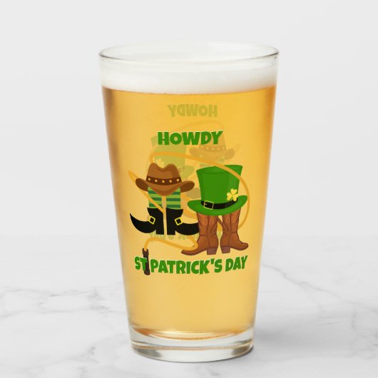 Fun Happy St Patricks Day HOWDY DIA DUIT Cowboy Glas (Voorkant gevuld)