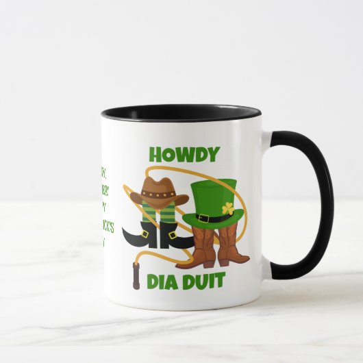 Fun Happy St Patricks Day HOWDY DIA DUIT Cowboy Mok (Rechts)