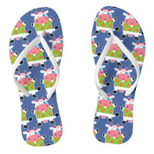 Fun Hawaiian Shirt Cartoon Cow Teenslippers