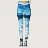 Fun Hawaiian Turquoise Blue Ocean Waves Foto Leggings (Voorkant)