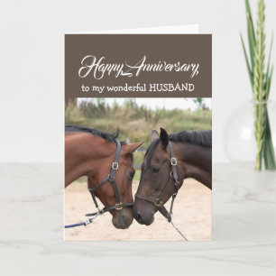 Fun Heart to Heart Husband Jubileum HORSES Kaart