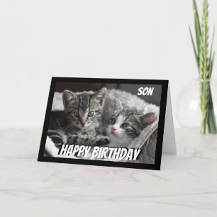 Fun Heart to Heart Son Birthday Cat Animal Kaart