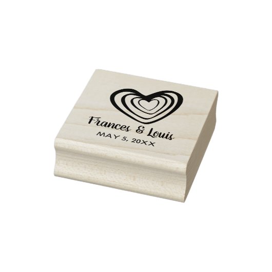 Fun Hearts Wedding Monogram Rubberstempel (Stempel)