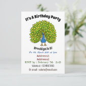 Fun heldere pauw vogelillustratie kaart (Staand voorkant)