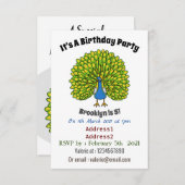 Fun heldere pauw vogelillustratie kaart (Voorkant / Achterkant)