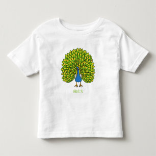 Fun heldere pauw vogelillustratie kinder shirts