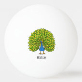Fun heldere pauw vogelillustratie pingpongballen (Achterkant)