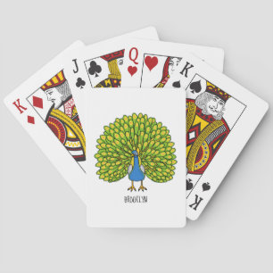 Fun heldere pauw vogelillustratie pokerkaarten