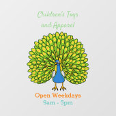 Fun heldere pauw vogelillustratie raamsticker (Vel)