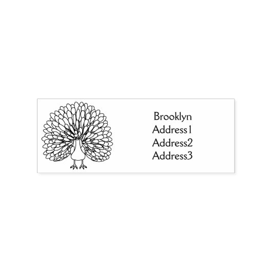 Fun heldere pauw vogelillustratie 	rubberstempel (Afrduk)