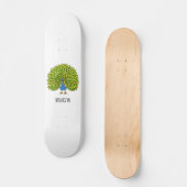 Fun heldere pauw vogelillustratie skateboard (Voorkant)