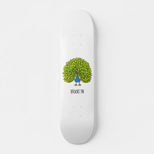 Fun heldere pauw vogelillustratie skateboard