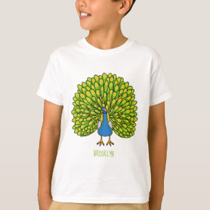Fun heldere pauw vogelillustratie t-shirt