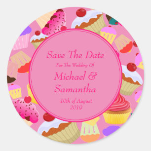 Fun, heldere roze cupcake - Weddenschap bespaart d Ronde Sticker