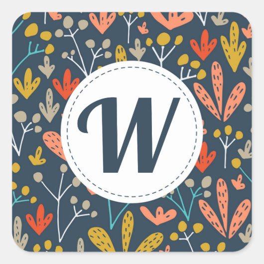 Fun Herfst Floral Monogram Envelope zegels (Voorkant)